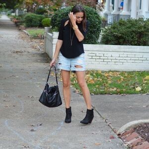Rag and Bone Newbury Black Leather Heeled Bootie Iconic Celebrity Boot